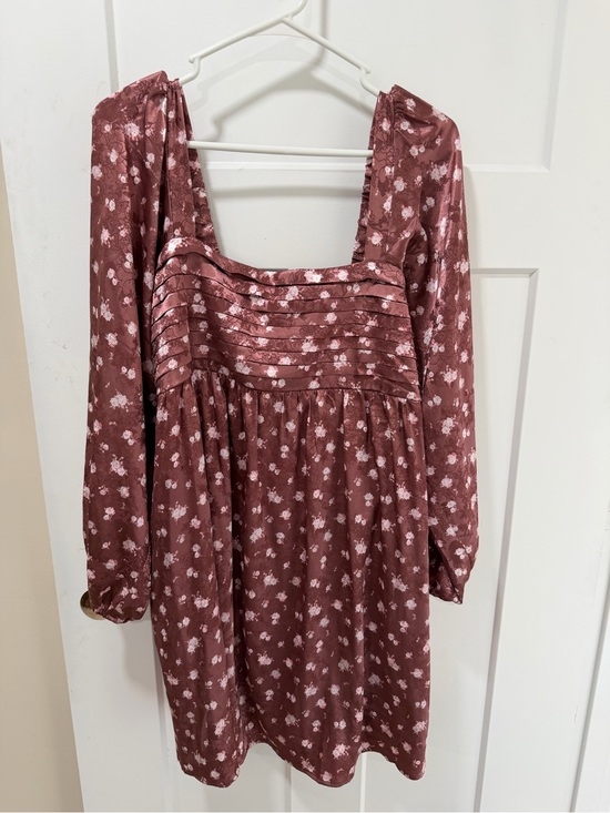Crystal Doll Dresses & Skirts - Crystal Doll Dusty Rose Floral Square-Neck Long Sleeve Dress